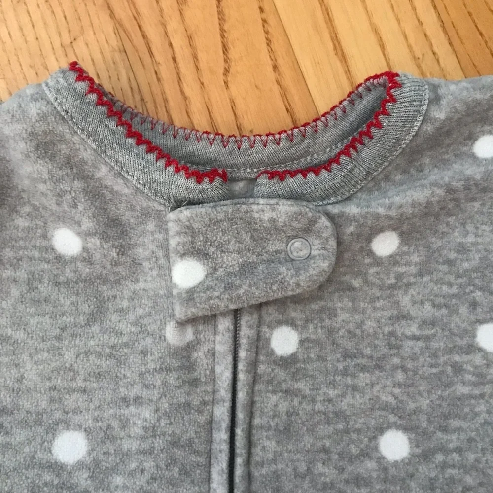Carter’s footie footed fleece pajamas puppy dog PJs polka dot girls sz 18 months